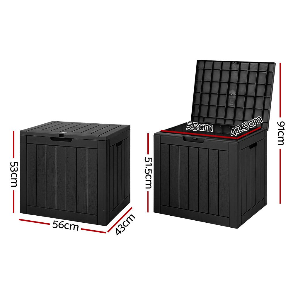 Outdoor Storage Box 118L Container Lockable Garden Toy Tool Black