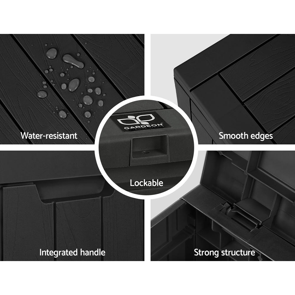 Outdoor Storage Box 118L Container Lockable Garden Toy Tool Black