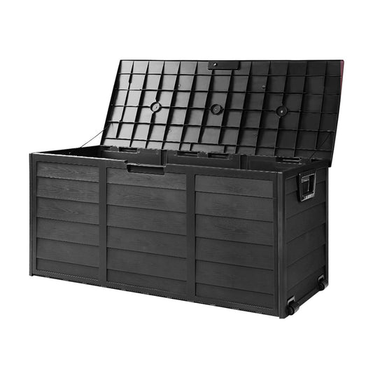 Outdoor Storage Box 290L Lockable Organiser Garden Deck All Black