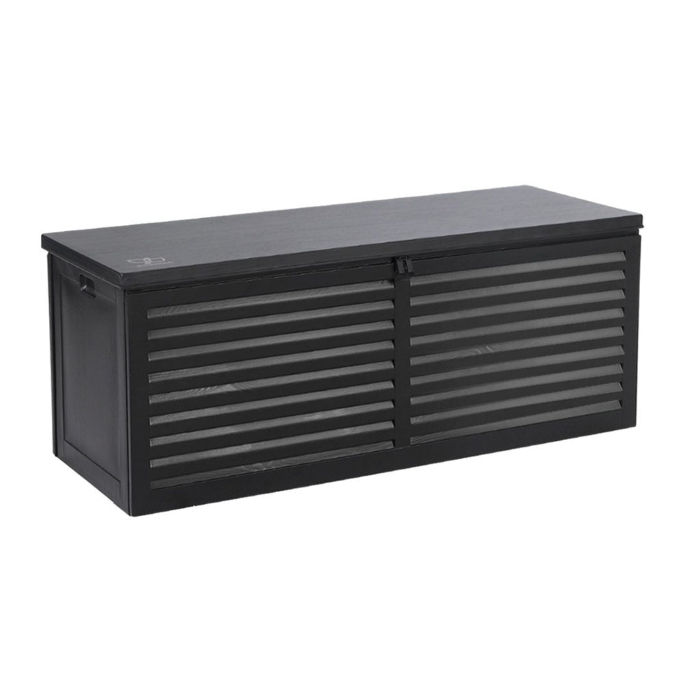 Outdoor Storage Box 390L Container Lockable Toy Deck Garden - Black