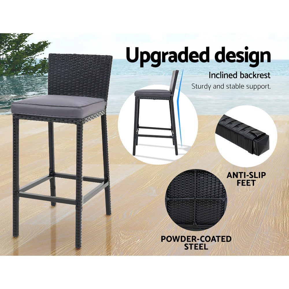 Bar Table Setting with 4 Chairs Outdoor Rattan Black