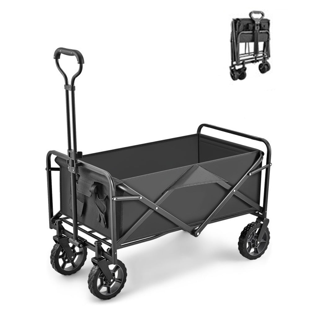 Beach Trolley Garden Cart Folding Wagon Trolley 5 Inch Wheel Black