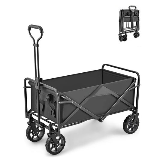 Beach Trolley Garden Cart Folding Wagon Trolley 5 Inch Wheel Black