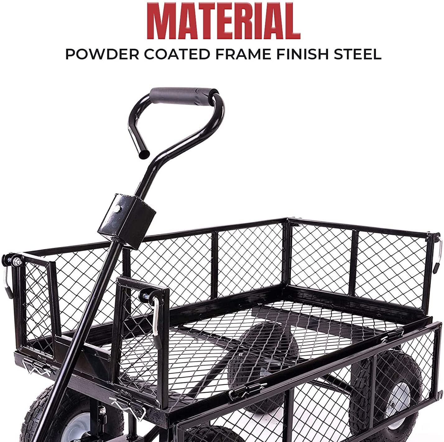 Beach Trolley Garden Mesh Cart Heavy Duty Steel 10 Inch Tyres 300Kg Black