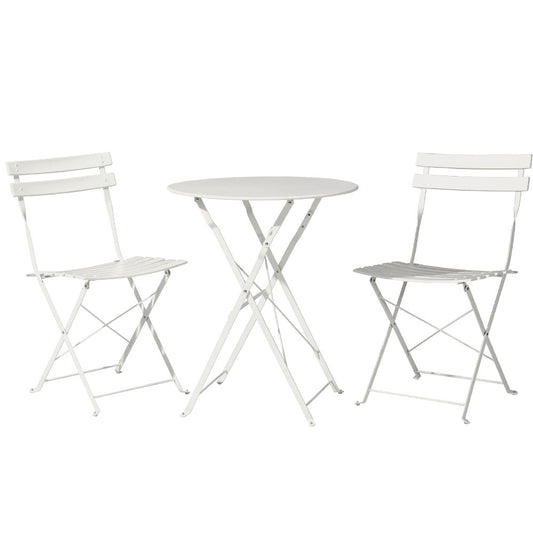 Outdoor Dining Setting 2 Seat Steel Bistro Set Patio Furniture White