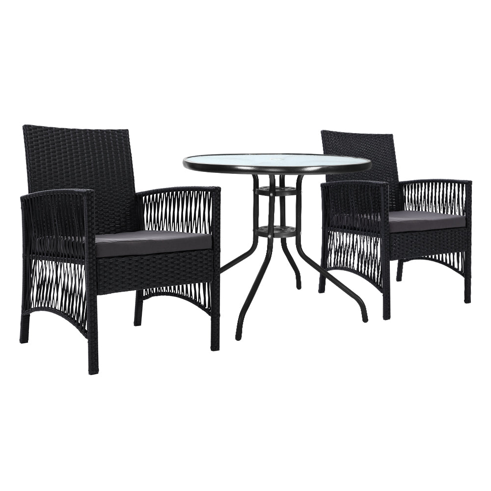 Bistro Set Dining Set 2 Seat Table Set Outdoor Furniture Harp Black