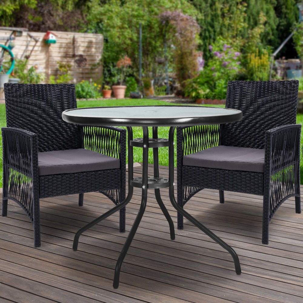 Bistro Set Dining Set 2 Seat Table Set Outdoor Furniture Harp Black
