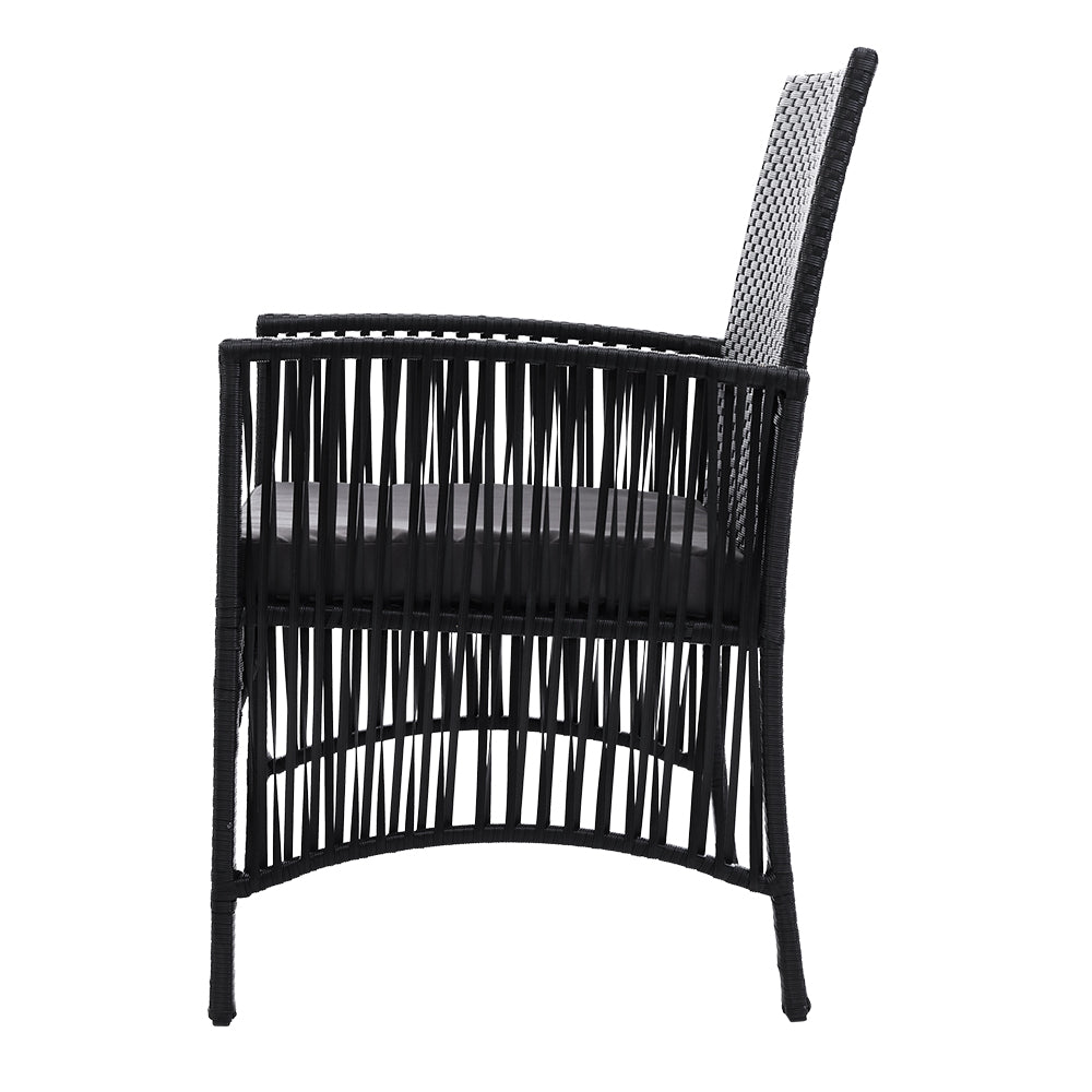 Bistro Set Dining Set 2 Seat Table Set Outdoor Furniture Harp Black