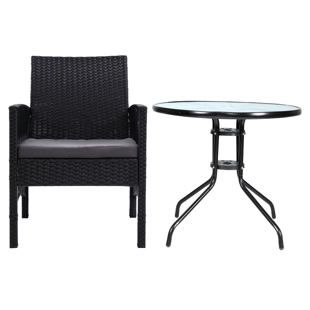 Bistro Set Dining Set 2 Seat Table Set Outdoor Furniture Harp Black