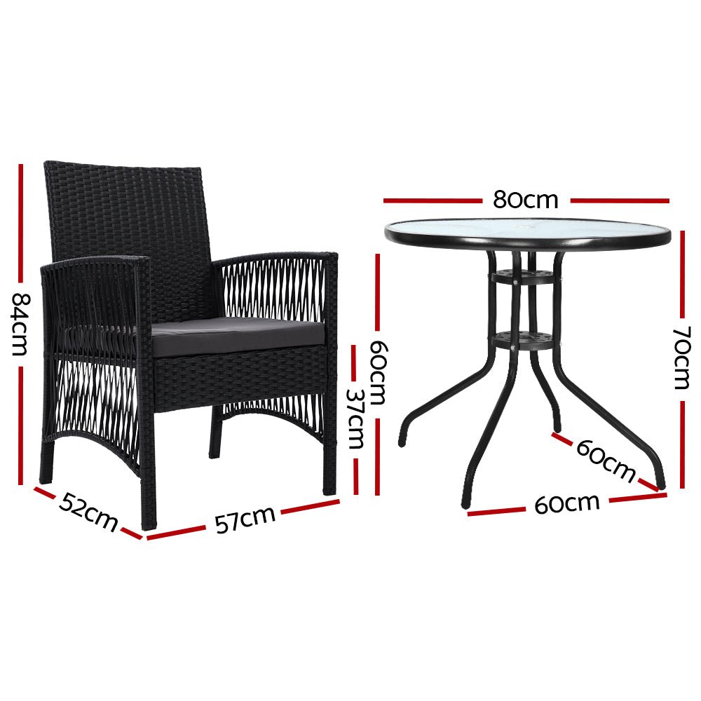 Bistro Set Dining Set 2 Seat Table Set Outdoor Furniture Harp Black