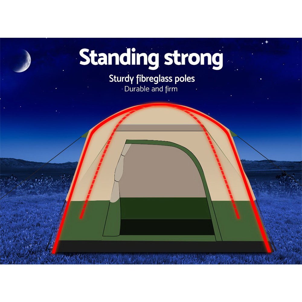Camping Tent 4 Person Weisshorn Family Hiking Beach Tents Green