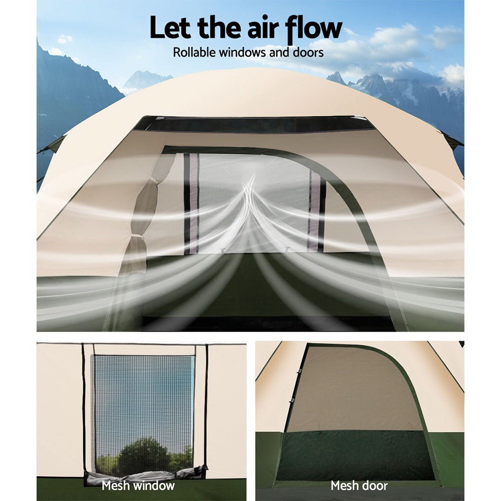 Camping Tent 4 Person Weisshorn Family Hiking Beach Tents Green