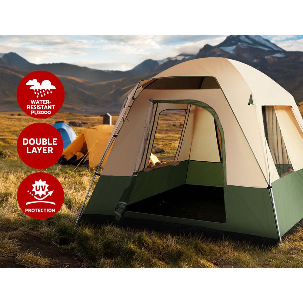 Camping Tent 4 Person Weisshorn Family Hiking Beach Tents Green