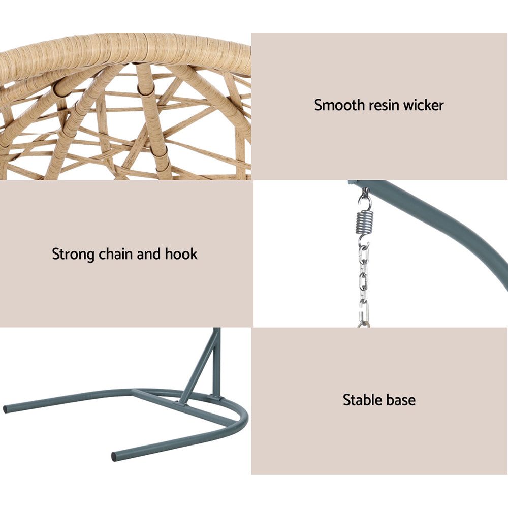 Egg Chair Outdoor Swing Chair Natural with Stand