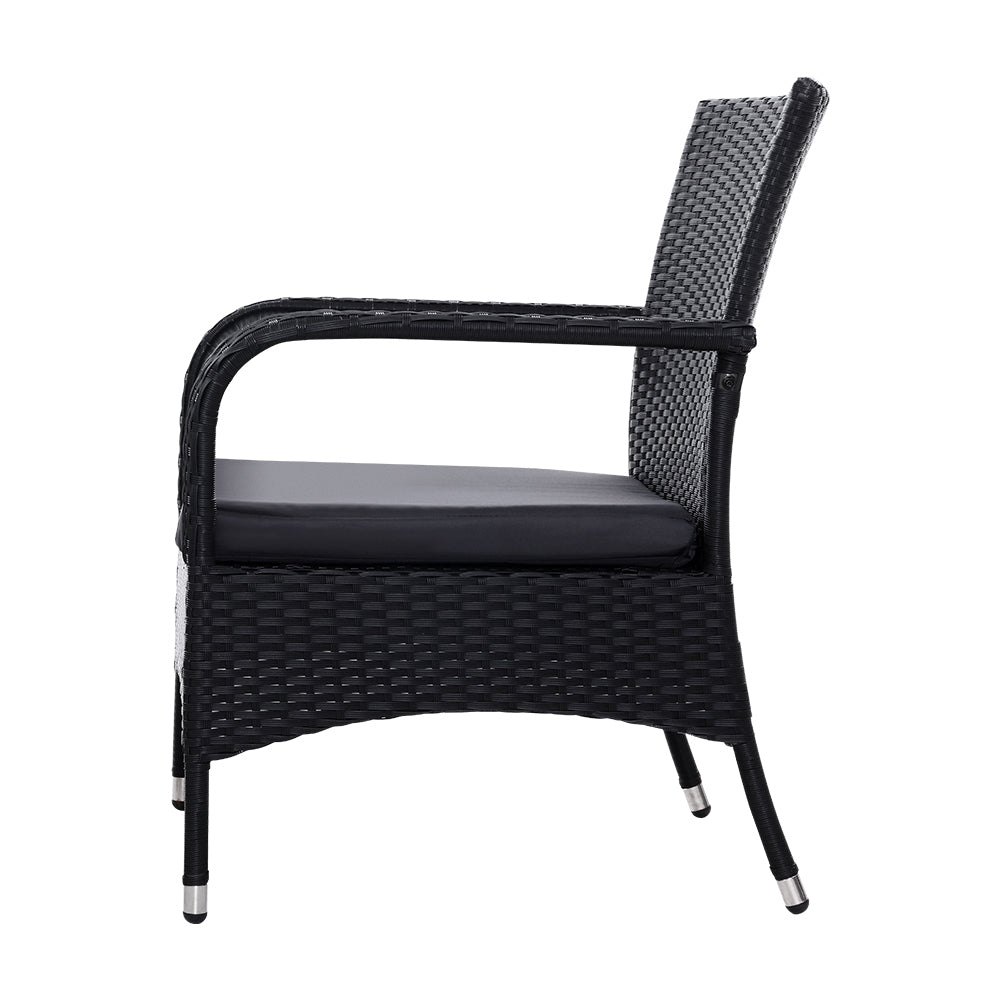 Conversation Set with Extra Large Outdoor Chairs and Table Gardeon 3PC Luca Black