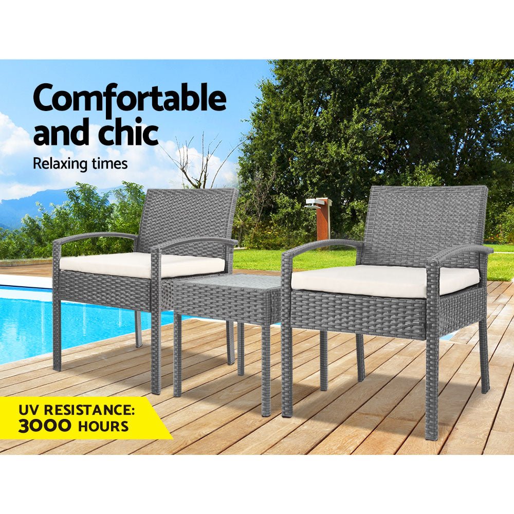 Conversation Set Chat Set Rattan Lounge Setting Gardeon Black