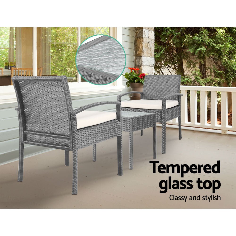 Conversation Set Chat Set Rattan Lounge Setting Gardeon Black
