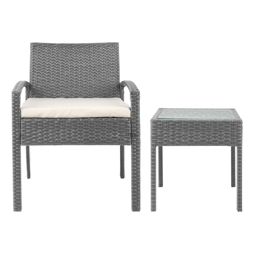 Conversation Set Chat Set Rattan Lounge Setting Gardeon Black