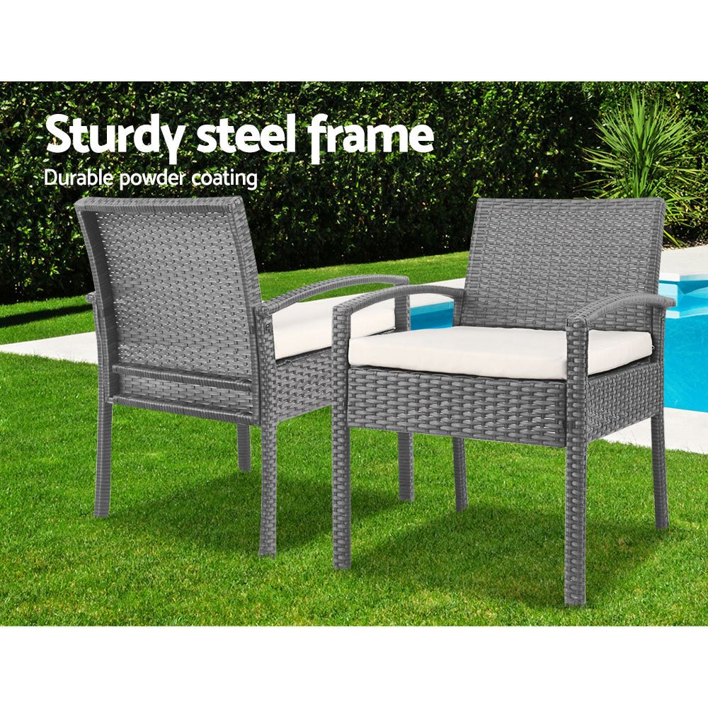 Conversation Set Chat Set Rattan Lounge Setting Gardeon Black