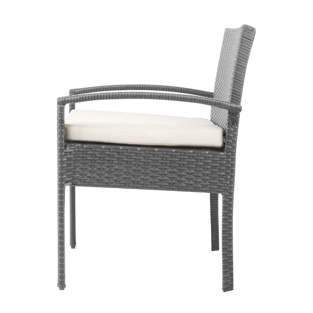 Conversation Set Chat Set Rattan Lounge Setting Gardeon Black