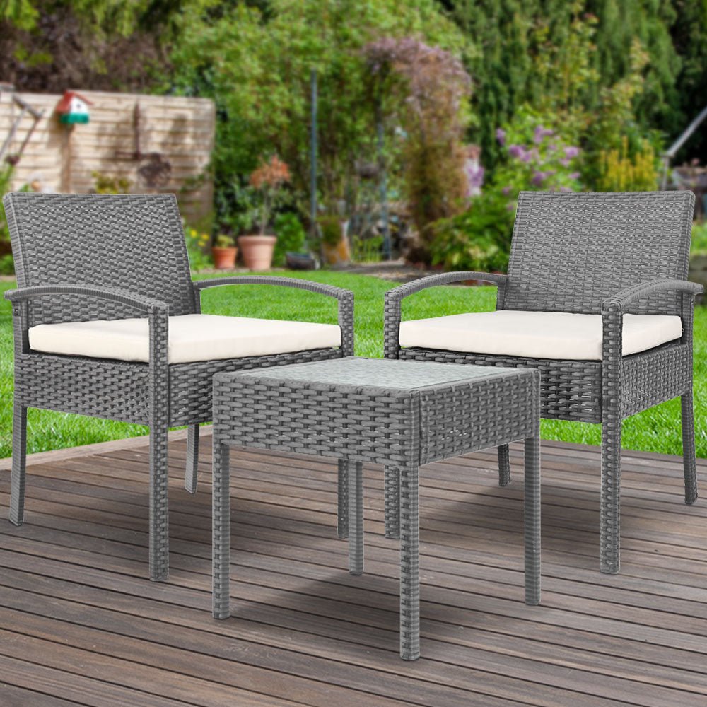 Conversation Set Chat Set Rattan Lounge Setting Gardeon Black