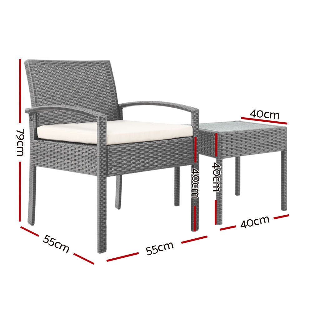 Conversation Set Chat Set Rattan Lounge Setting Gardeon Black