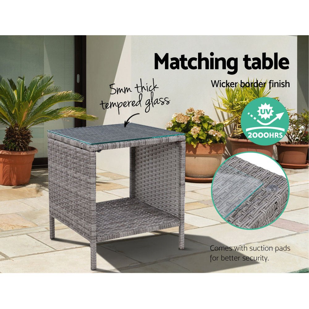 Outdoor Recliner Chair Conversation Set 5 Piece Grey