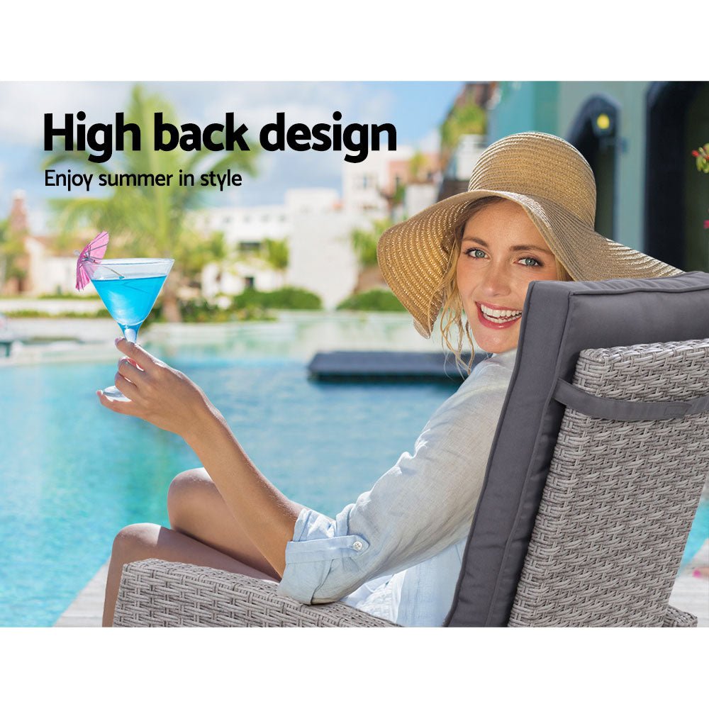 Outdoor Recliner Chair Conversation Set 5 Piece Grey