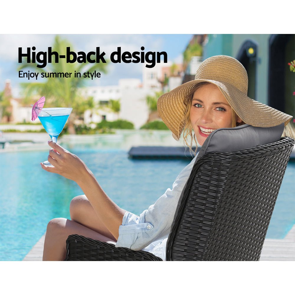 Outdoor Recliner Chair Gardeon Lounge Furniture Patio Adjustable Black