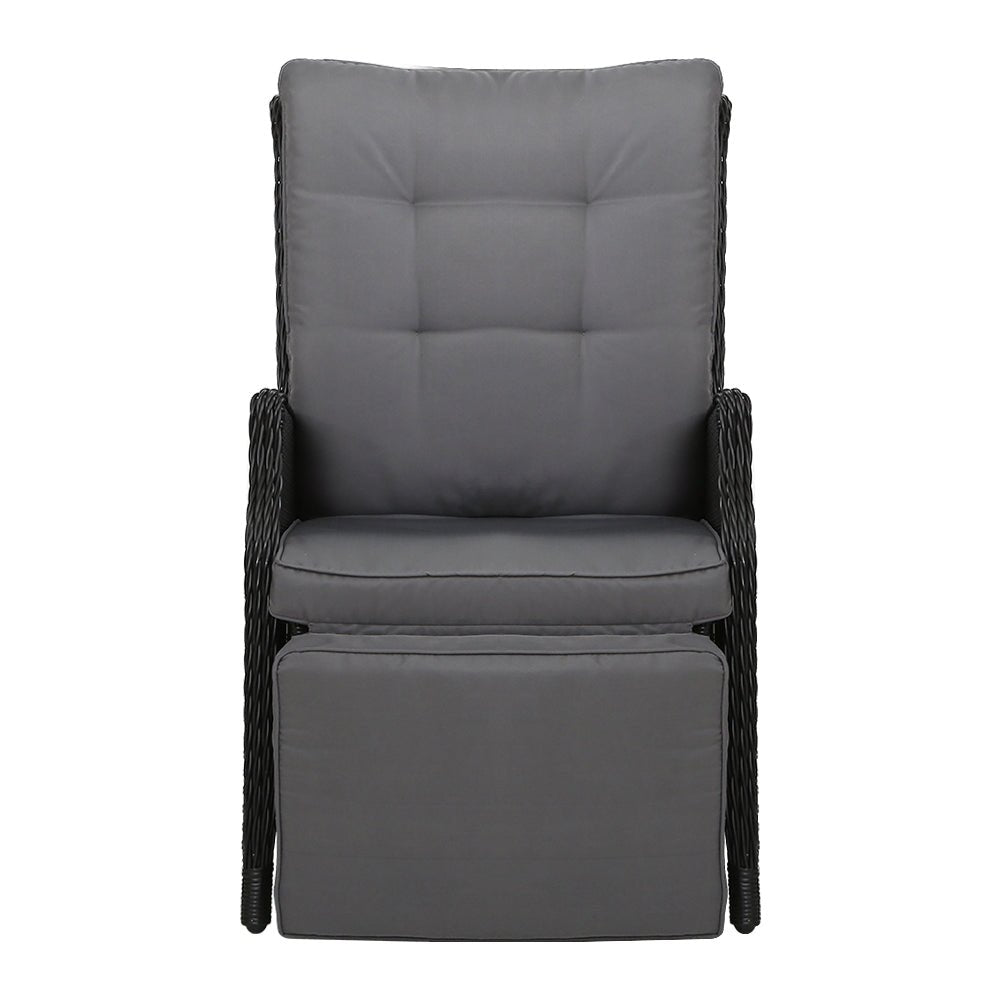 Outdoor Recliner Chair Gardeon Lounge Furniture Patio Adjustable Black