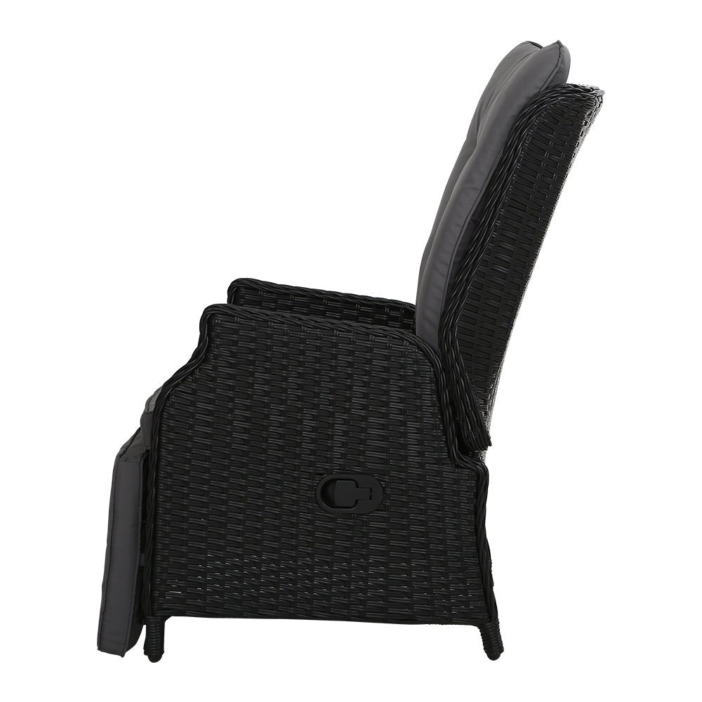 Outdoor Recliner Chair Gardeon Lounge Furniture Patio Adjustable Black