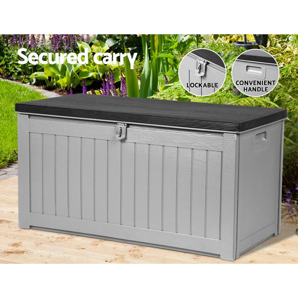 Gardeon Outdoor Storage Box 190L Container Lockable Garden Bench Black