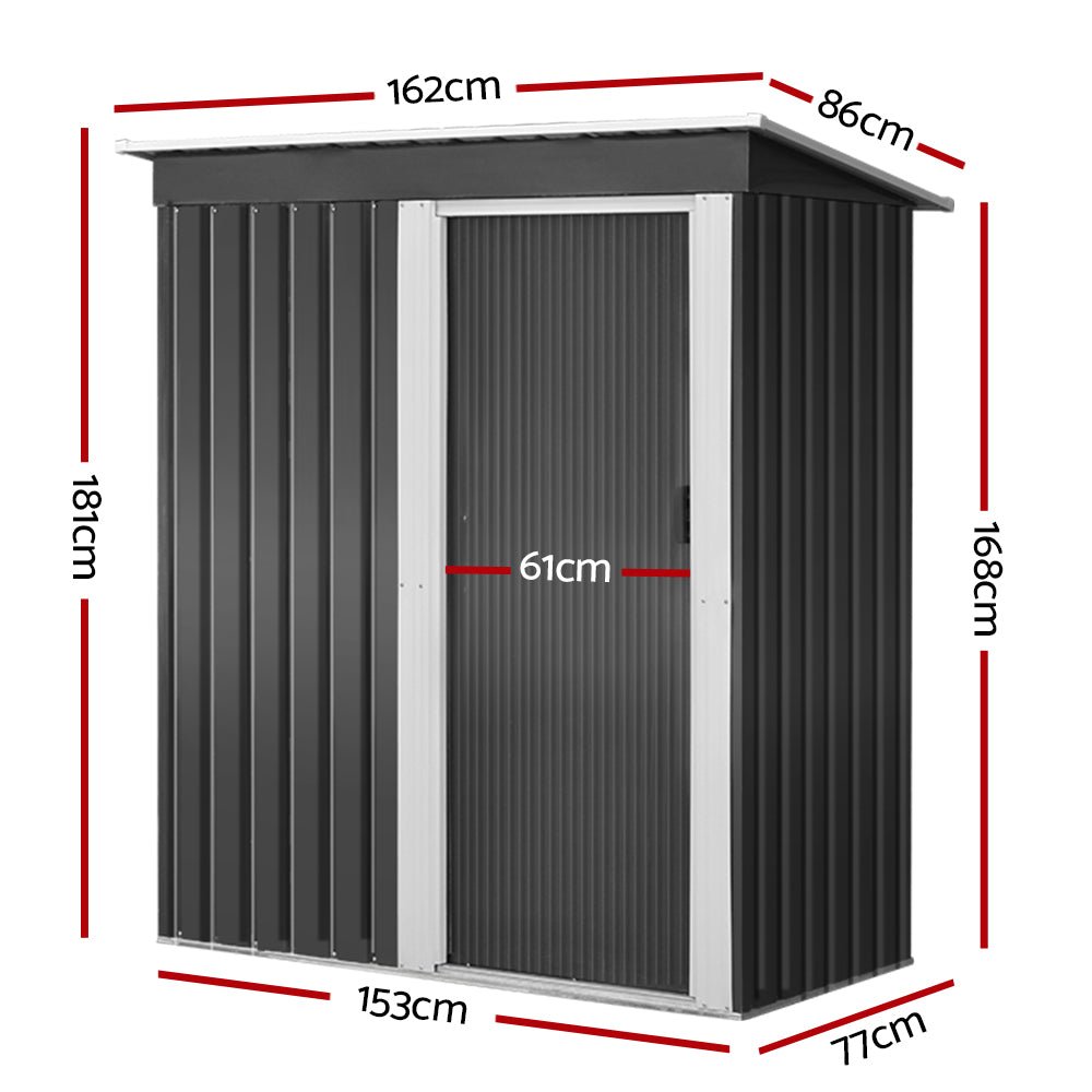 Small Garden Shed | Outdoor Storage Shed | Sliding Door | 1.62mx0.86m | Giantz | Grey