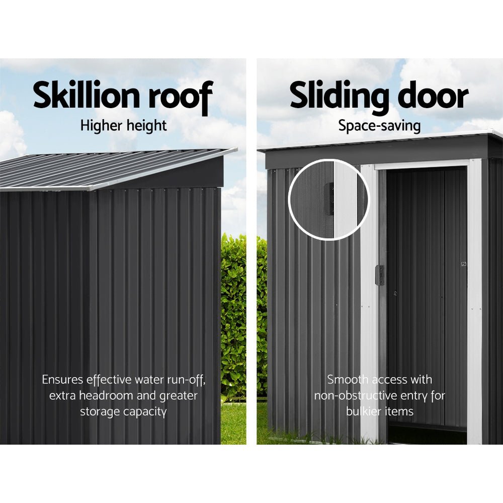 Small Garden Shed | Outdoor Storage Shed | Sliding Door | 1.62mx0.86m | Giantz | Grey
