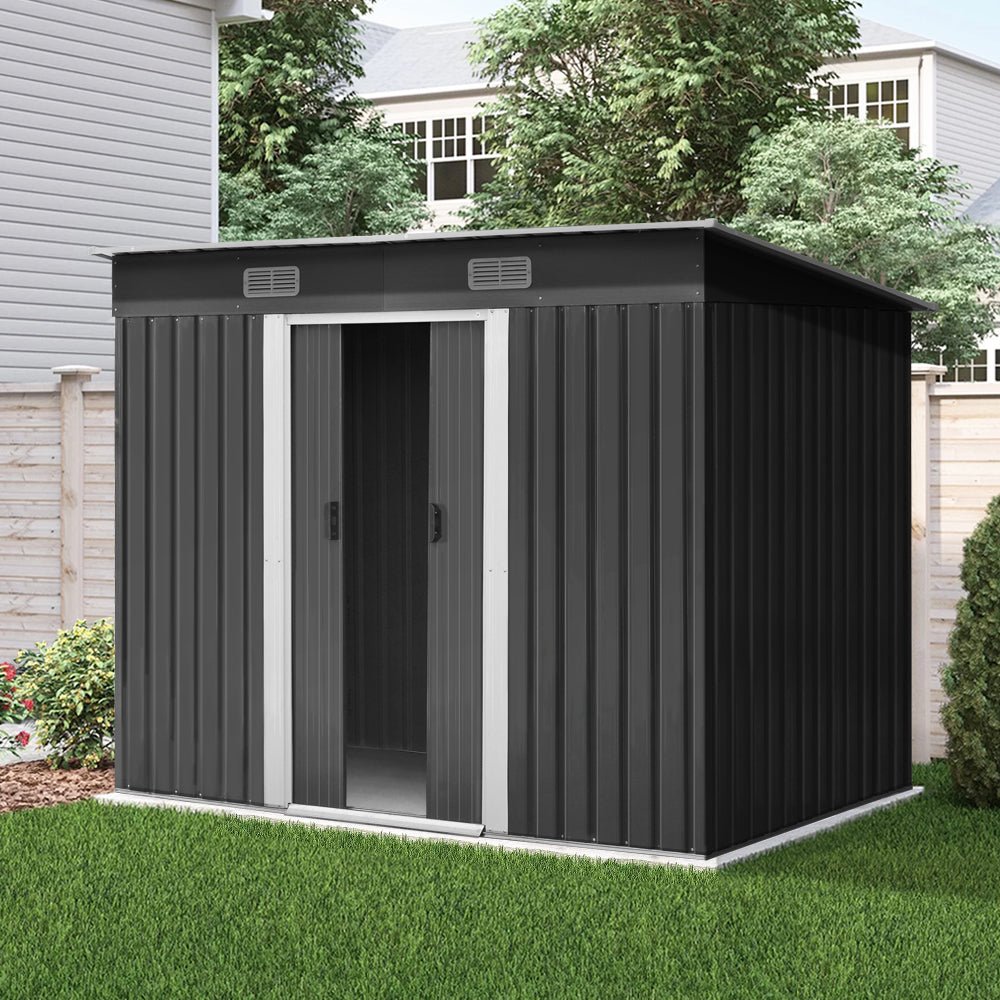 Garden Shed | Outdoor Storage Shed | Sliding Doors | 2.38mx1.31m | Giantz | Grey