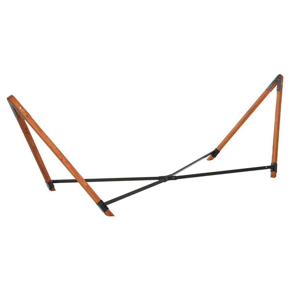 Hammock with Stand Wooden Double Linen Timber Steel Grey