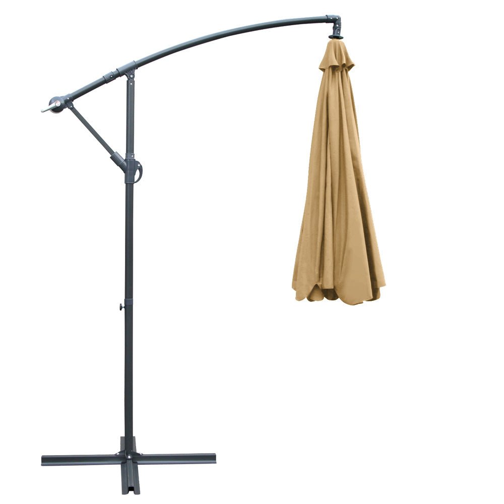 Cantilever Umbrella | Canopy with Straight Valance | Instahut | 3m | Beige