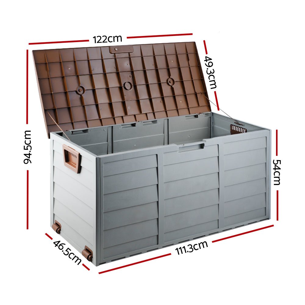 Outdoor Storage Box 290L Lockable Organiser Garden Deck Brown