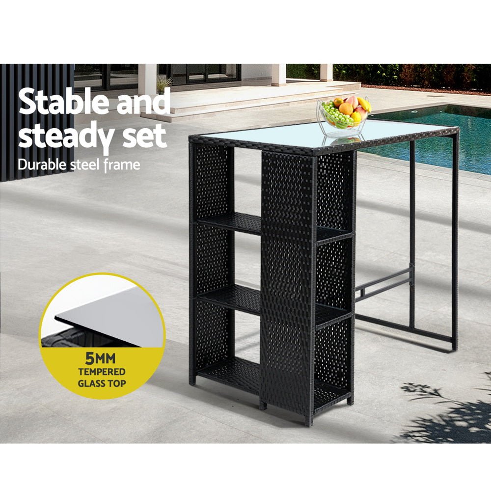 Outdoor Bar Table Setting 2 Seat Outdoor Stools with Storage