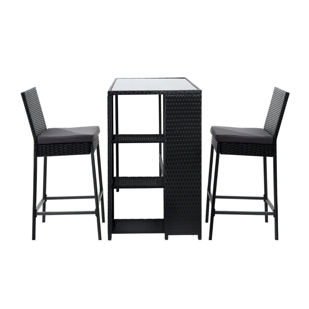 Outdoor Bar Table Setting 2 Seat Outdoor Stools with Storage
