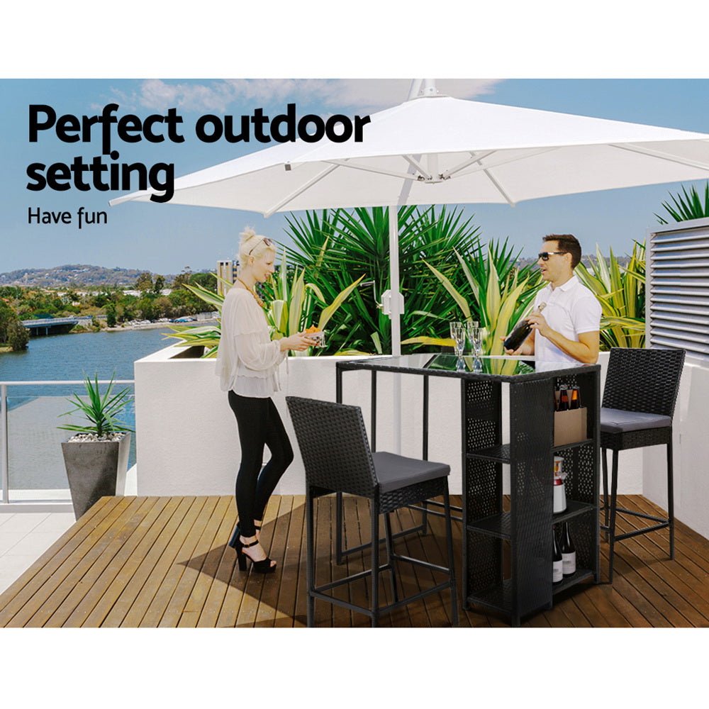 Outdoor Bar Table Setting 2 Seat Outdoor Stools with Storage