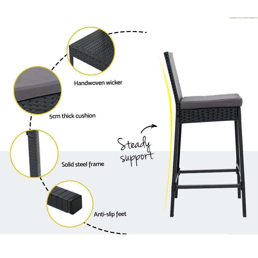Outdoor Bar Table Setting 2 Seat Outdoor Stools with Storage