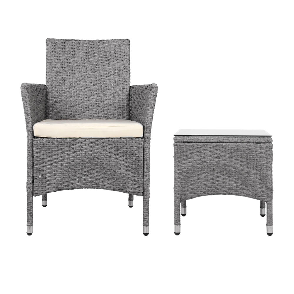 Conversation Set Outdoor Chair and Table Set Gardeon 3PC Grey