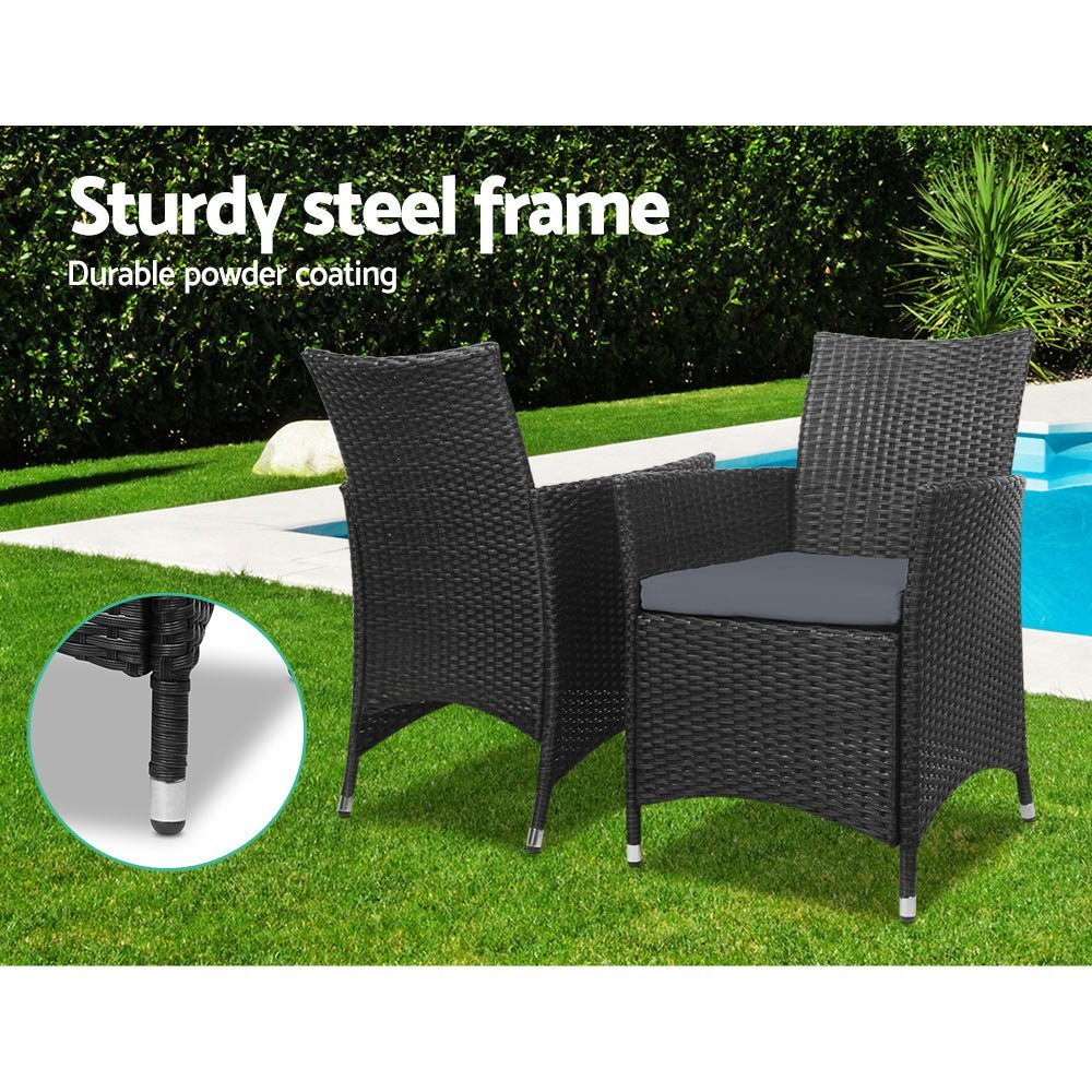Conversation Set Outdoor Chair and Table Set Gardeon 3PC Black