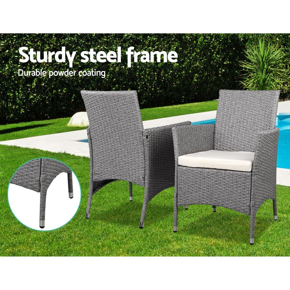 Conversation Set Outdoor Chair and Table Set Gardeon 3PC Grey