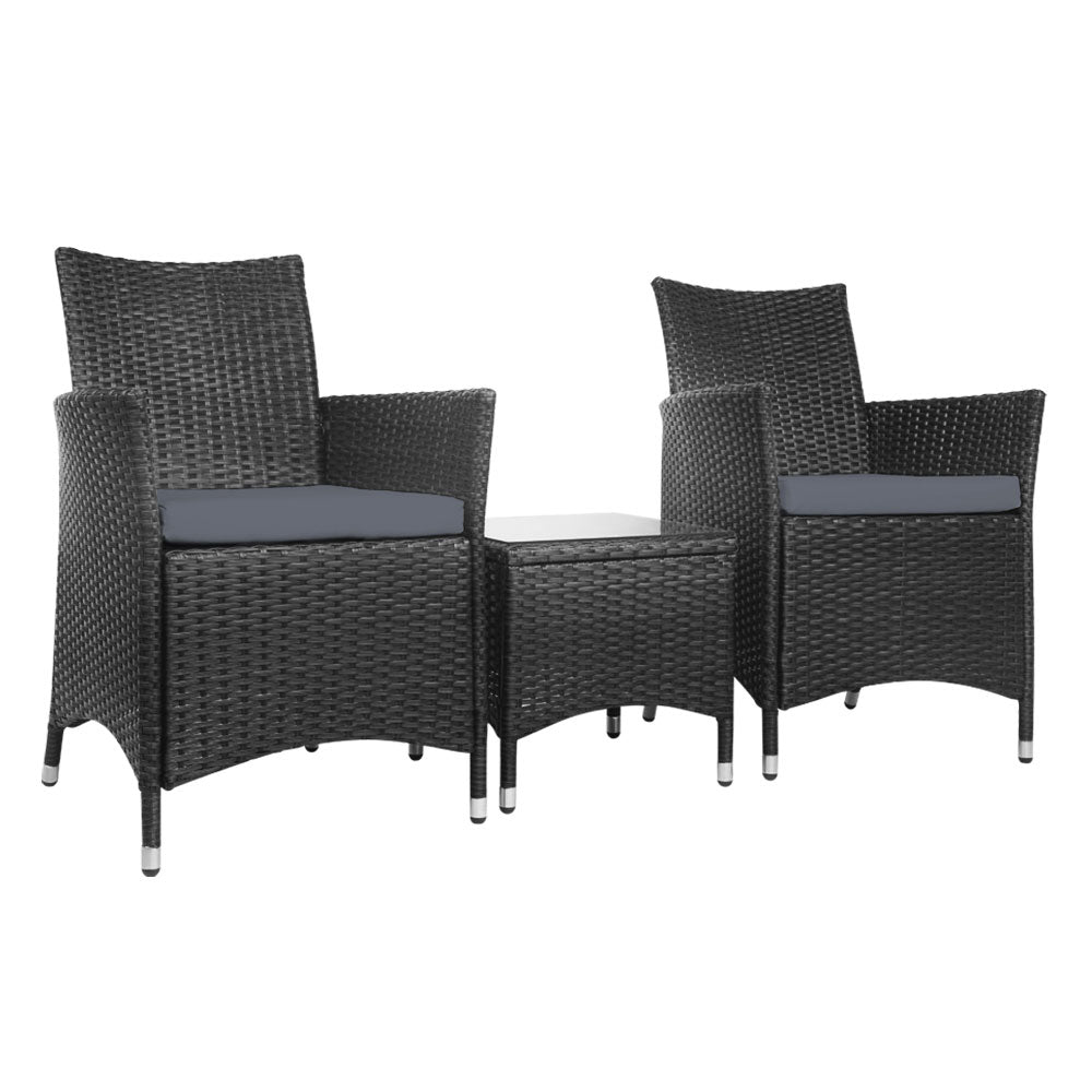 Conversation Set Outdoor Chair and Table Set Gardeon 3PC Black