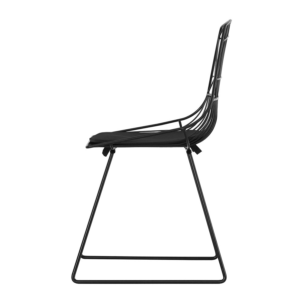 Outdoor Dining Chair Set | 2x Steel Wire Patio Chairs | Black