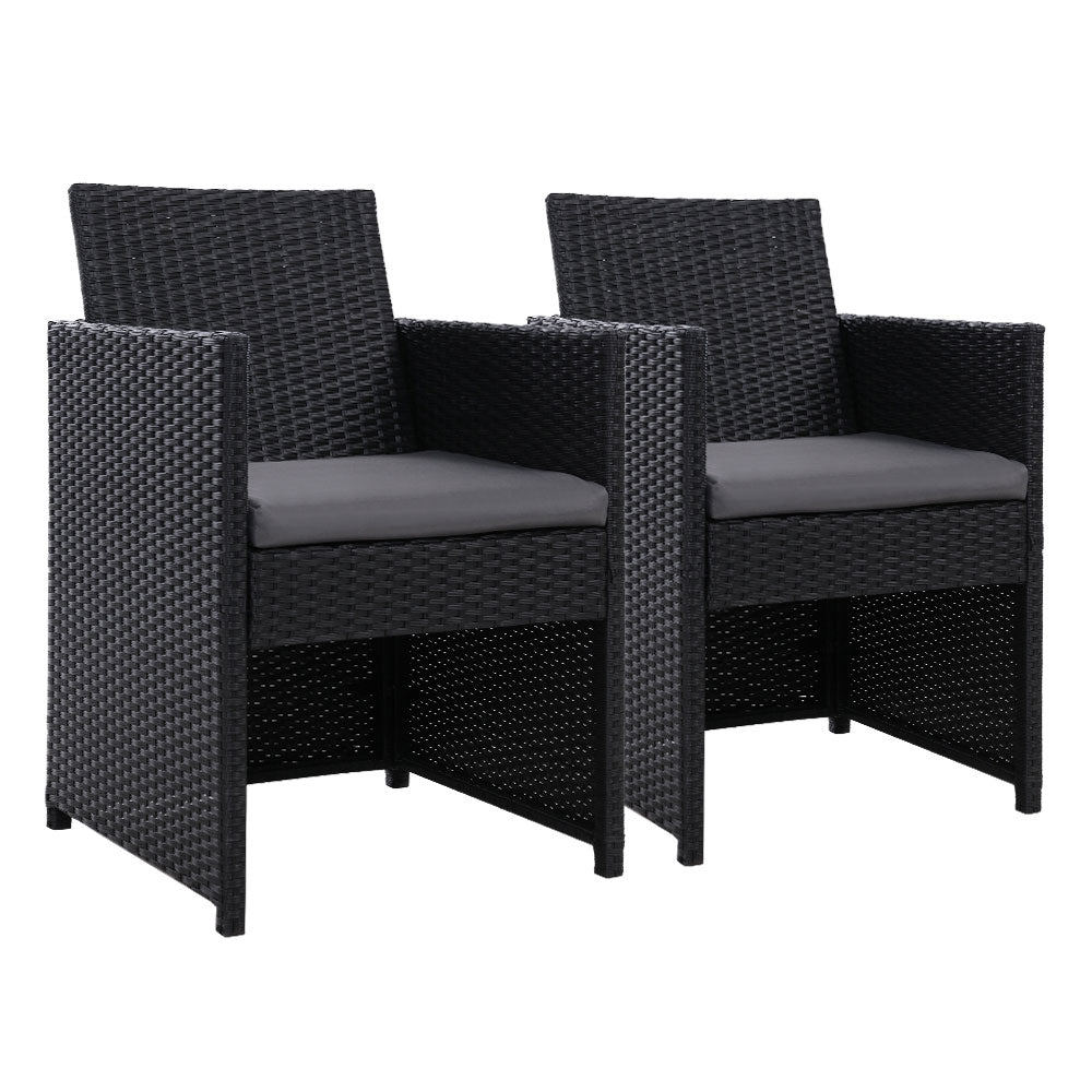 Outdoor Dining Chair Set 2PC Patio Furniture Wicker Garden Cushion Hugo