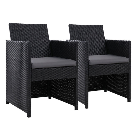 Outdoor Dining Chair Set 2PC Patio Furniture Wicker Garden Cushion Hugo
