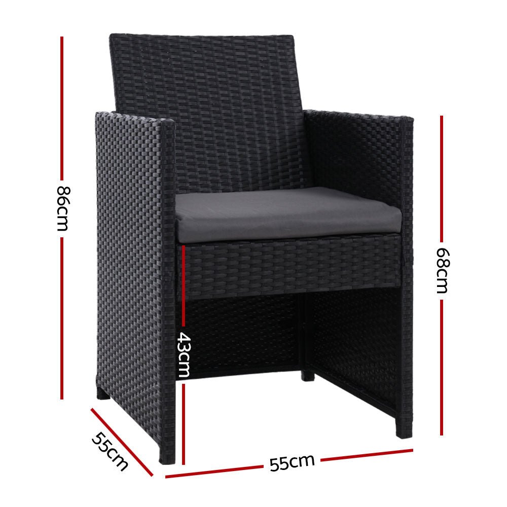 Outdoor Dining Chair Set 2PC Patio Furniture Wicker Garden Cushion Hugo